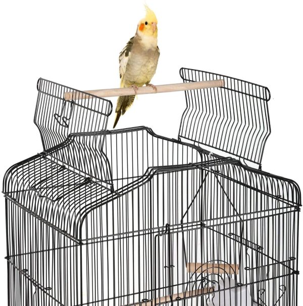 Yaheetech Play Open Top Bird Cage for Cockatiel Quaker Parrot Sun Parakeet Green Cheek Conure Finch Budgie Lovebird Parrotlet Canary Pet Bird Cage with Stand, Black