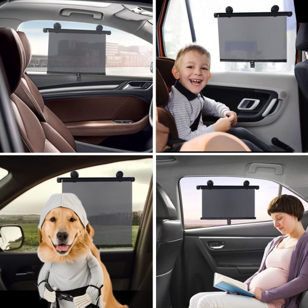 Car Window Shade (2 Pack) Car Roller Sunshade for Side Window,Car Sun Window Shade,Protect Baby Kids and Pets from UV Rays Sun Glare,Suitable for Most Cars,SUV, Trucks,House and Office Window - Image 4