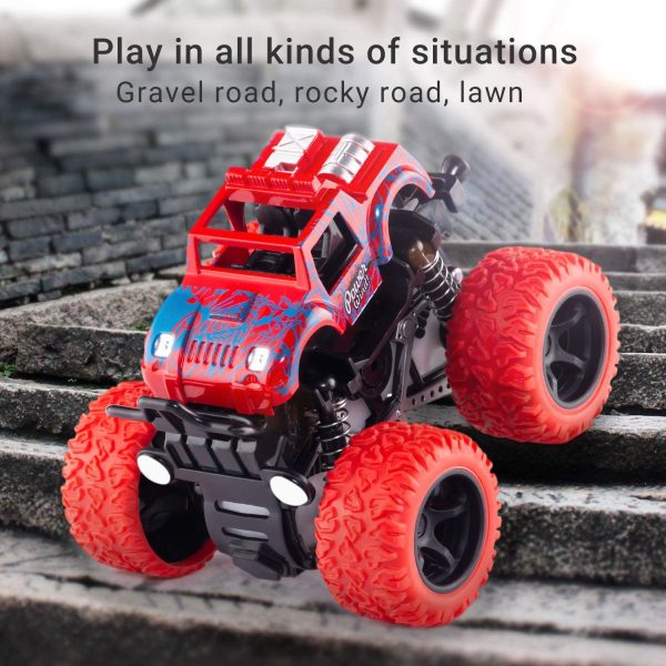 Monster Truck Toy Cars for Boys, 4 Pack Push Cars for Toddlers, 360 Degree Rotation 4 Wheels Drive Durable Friction Powered Car Toys for Christmas Kids Birthday Party, Gift for 3 4 5 6 7 8 Year Old Boys Girls - Image 2