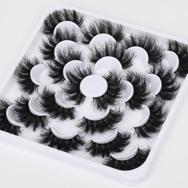 Newcally Eyelashes Fluffy 22MM Long Lashes Dramatic Thick Volume False Eyelashes 5D Curly Strip Russian Fake Eye Lashes Multipack 10 Pairs - Image 7