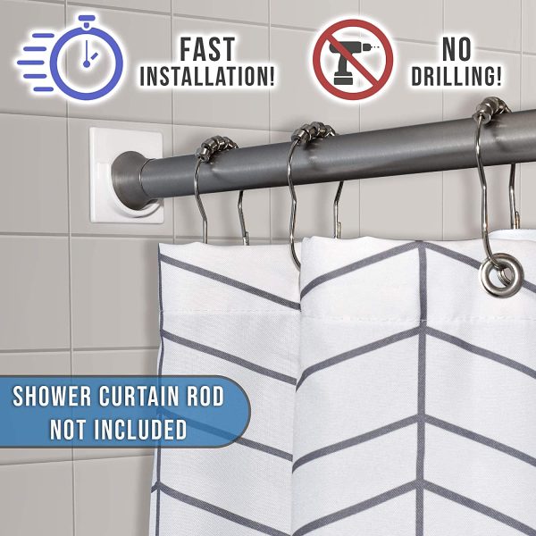 Adhesive Shower Curtain Rod Holder | Rod Retainer | No Drilling | Stick On | Cream | - Image 5