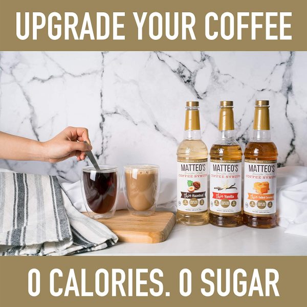 Matteo's Sugar Free Coffee Flavoring Syrup, Salted Caramel, Delicious Coffee Syrup, 0 Calorie, 0 Sugar Coffee Syrups, Keto Friendly, 25.4 Fl Oz - Image 2