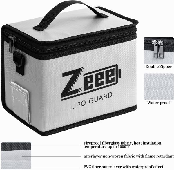 Lipo Safe Bag Fireproof Explosionproof Bag Large Capacity Lipo Battery Storage Guard Safe Pouch for Charge & Storage(8.46 x 6.5 x 5.71 in) - Image 4