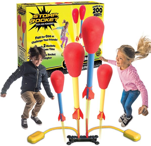 The Original Stomp Rocket Dueling Rockets Launcher, 4 Rockets and Toy Rocket Launcher - Outdoor Rocket STEM Gift for Boys and Girls Ages 6 Years and Up - Great for Outdoor Play