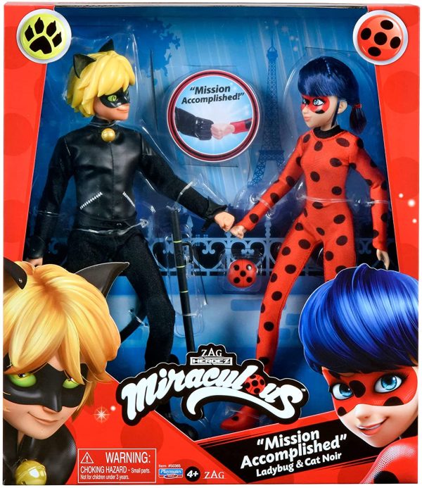 Miraculous Ladybug Mission Accomplished Ladybug & Cat Noir 2-Pack Pound It Fists by Playmates Toys, Multicolor - Image 7