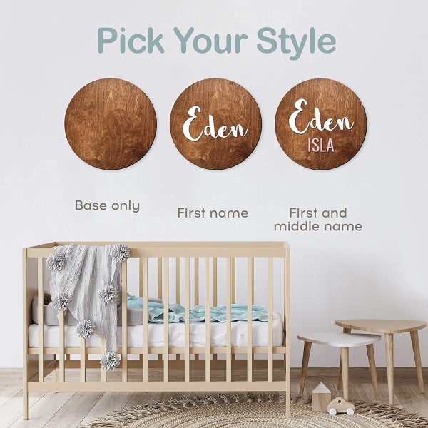 Round Wood Name Sign Nursery Decor Baby Personalized Name Plaque Rustic Decor Custom Name Sign Easter Baby Gift Nursery Wall Sign - Image 4