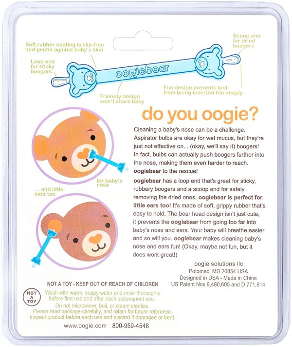 oogiebear Two Pack - Patented Curved Scoop and Loop; Safe Baby Nasal Booger and Ear Cleaner - Baby Nose Cleaner Gadget for Infants and Toddlers. Dual Earwax Snot Removal - Blue with CASE - Image 7