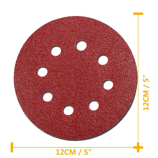 GOOOA 66Pcs 5 inch 8 Holes Sanding Discs 40/60/ 80/120/ 180/240 Grit Round Sandpaper Assorted for Random Orbital Sander - Image 2