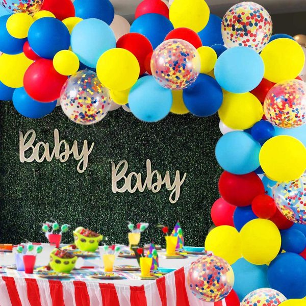 Carnival Circus Balloon Arch and Garland Kit,  Pack Red Blue Yellow Latex Balloons and Rainbow Multicolor Pre-Filled Confetti Balloon for Carnival Baby Shower Wedding Birthday Graduation Anniversary Bachelorette Party Background Decorations - Image 6