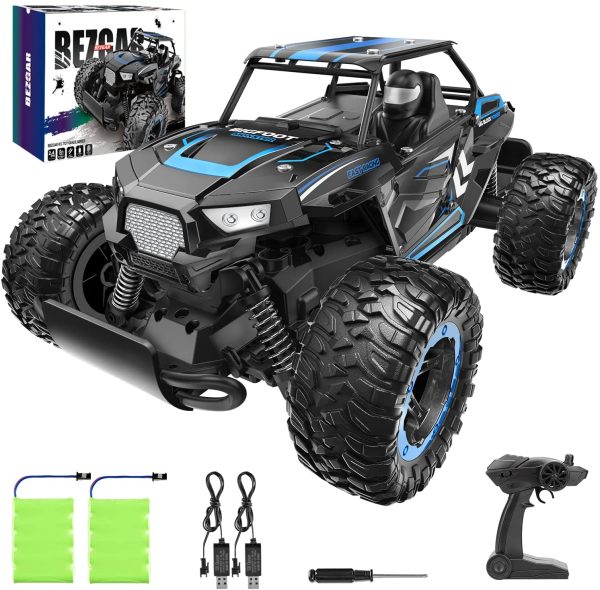 BEZGAR 18 Remote Control Truck for Boys, RC Car Toy Grade 1:14 Scale 2WD High Speed 20 Km/h All Terrains Electric Toy Off Road Vehicle Crawler with Two Rechargeable Batteries for Kids and Adults (Blue) - Image 8