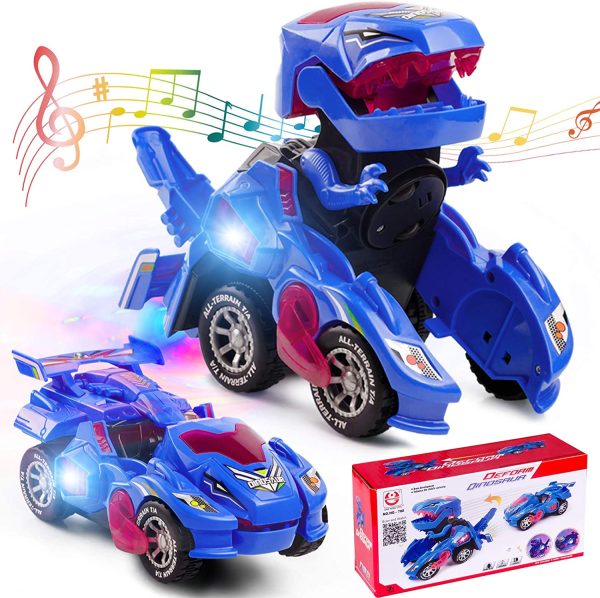 Refasy Robot Cars for Boys 3+ Year Old,Automatic Transforming Car Dinosaur Toys Deformation Car Ideal Xmas Birthdays Gifts for Kids Age 5-7 Transforming Robot Vehicle Car Boys Toys Blue - Image 6