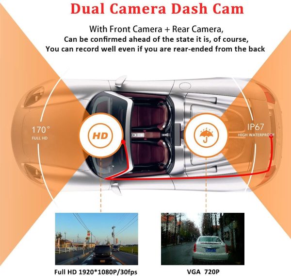 ??022 New Version??Dual Dash Cam Full HD 1080P 170° Dash Camera 4.0 Inch Screen Dash Cam Front and Rear, Dashboard Car Camera With G-sensor, Loop Recording, Motion Detection, Parking Monitor, WDR - Image 6