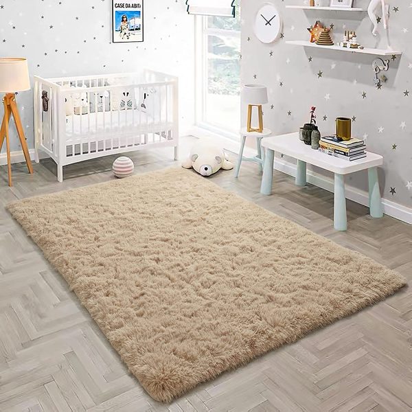 Pacapet Fluffy Area Rugs, Beige Shag Rug for Bedroom, Plush Furry Rugs for Living Room, Fuzzy Carpet for Kid's Room, Nursery, Home Decor 3 x 5 Feet - Image 2