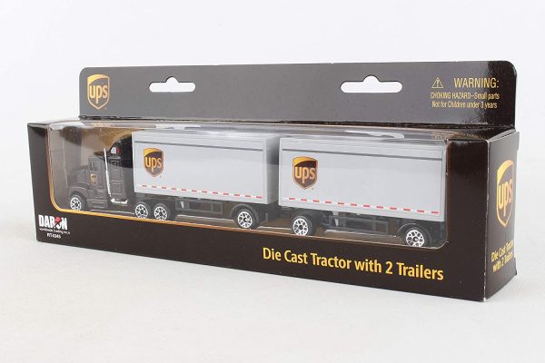 DARON Ups Die Cast Tractor with 2 Trailers