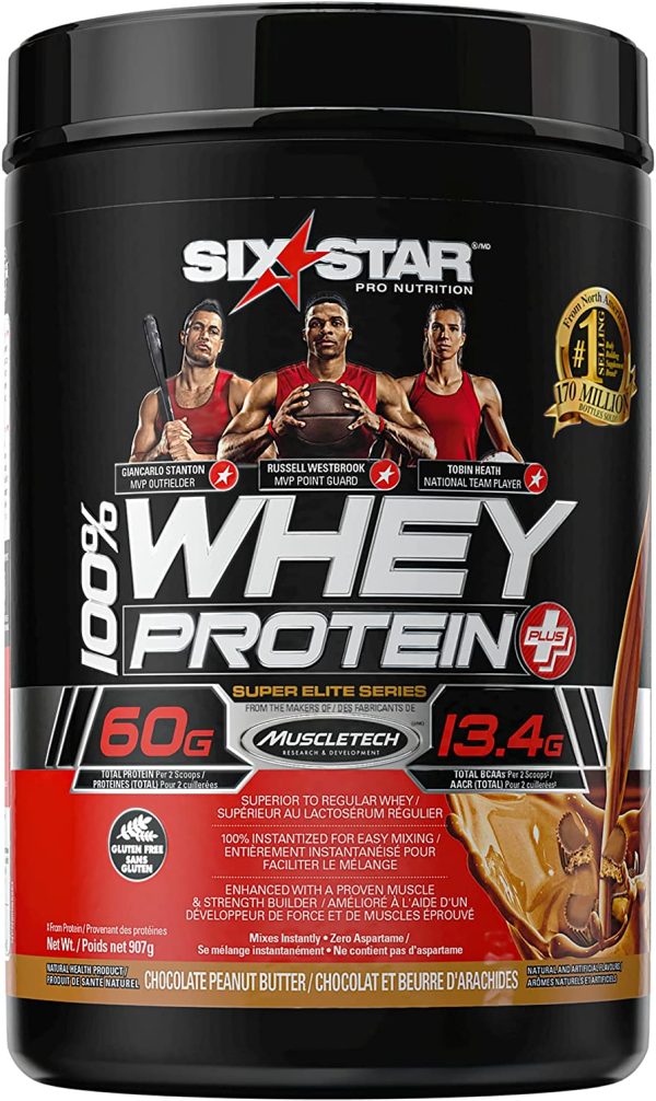 Whey Protein Powder + Creatine Monohydrate, Six Star 100% Whey Protein Plus, Whey Protein Isolate & Peptides, Protein Powder for Muscle Gain Chocolate Peanut Butter 2 lbs (Packaging may vary) - Image 6