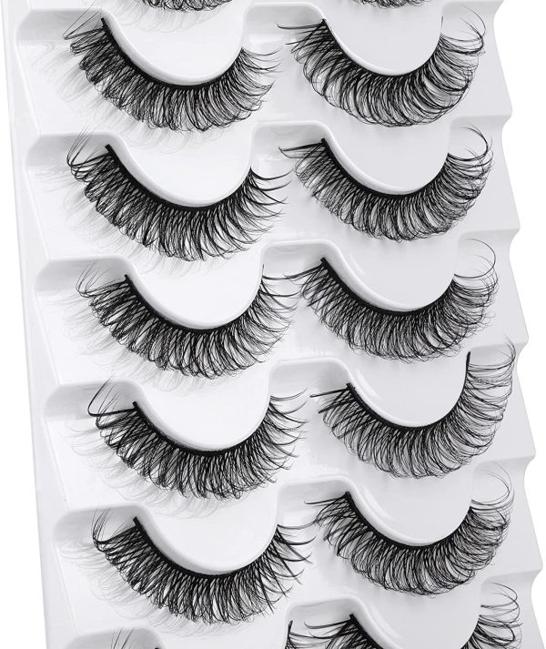 JIMIRE Faux Mink Eyelashes D Curl Wispy Thin Russian Strip 15MM 3D Eyelash Natural Look 7 Pairs Pack - Image 4