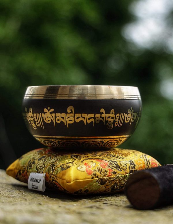 Tibetan Singing Bowl Set - Very Easy To Play Authentic Handcrafted For Meditation Sound Chakra Healing By Himalayan Bazaar - Image 3