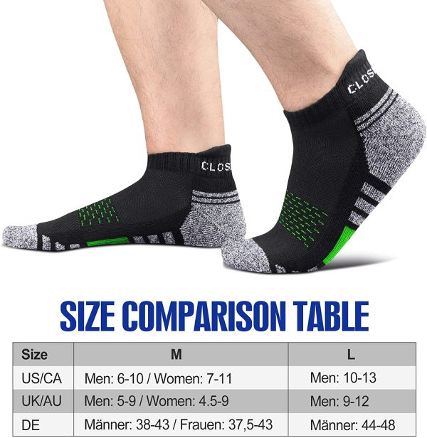 Closemate 6 Pairs Athletic Ankle Socks for Men Women Low Cut Sport Cushion Running Tab Socks - Image 3