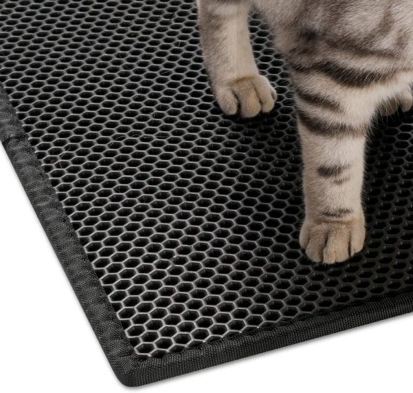 Pieviev Cat Litter Mat Trapper - 76 x 61 cm Honeycomb Double Layer Tapis Litiere Chat -Traps Messes, Easy Clean and Durable, Non Toxic Trapper Rug Suitable for Litter Tray (Black) - Image 2