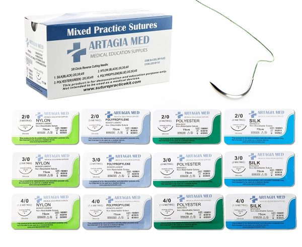 12 Pack of Medical Sutures with Needles for Suture Practice ?C with Variety of Suture Materials and Sizes | for Practicing Doctors, Medical Students, Veterinarians, Dental and Nursing | for Suture Practice and Education Only - Image 2