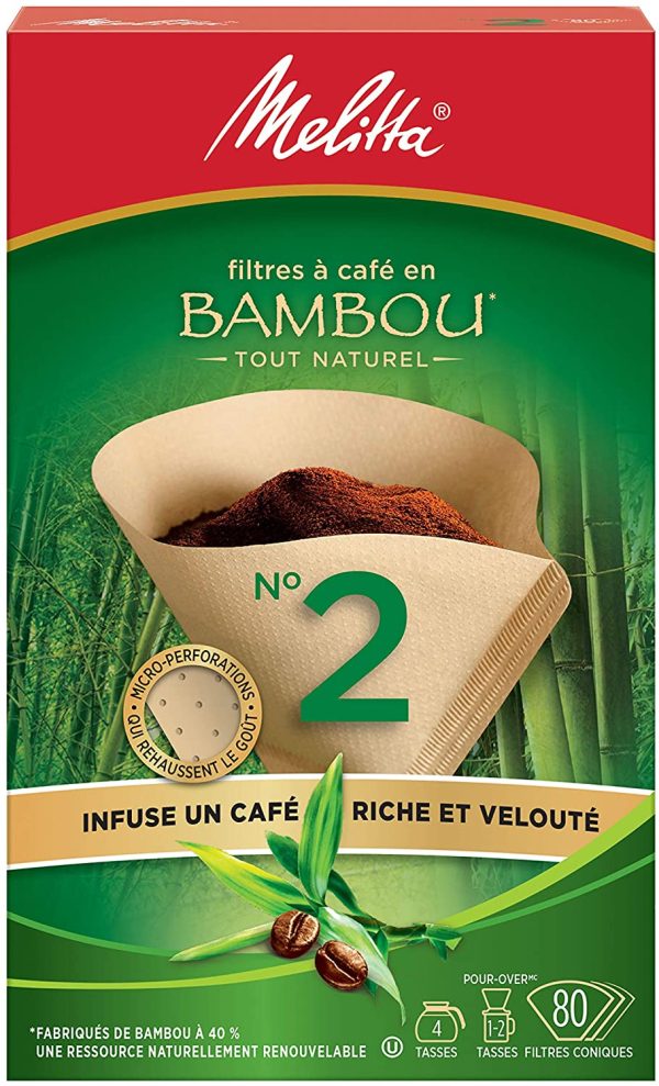 625100 Bamboo Coffee Filters, Bamboo No 2, 80-Count Boxes, Green