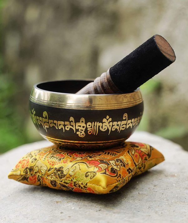 Tibetan Singing Bowl Set - Very Easy To Play Authentic Handcrafted For Meditation Sound Chakra Healing By Himalayan Bazaar