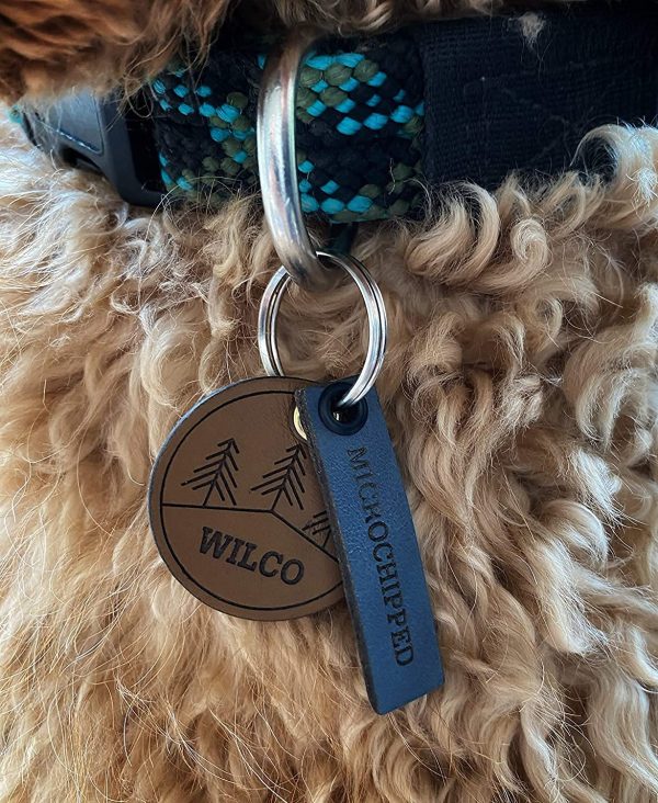 Wilco Supply Company - Brown Leather Microchipped Dog Tag that is Stylish, Durable and SILENT Alternative to Traditional Metal Pet Tags - Variety of Colours - Made in Canada - Image 3