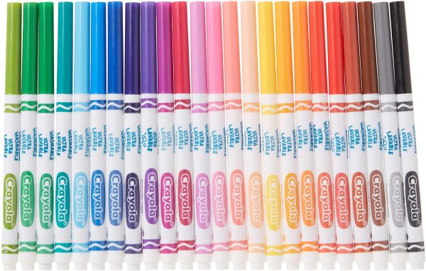 Crayola 24 Washable Fine Line Markers, Colossal, School and Craft Supplies, Drawing Gift for Boys and Girls, Kids, Teens Ages 5, 6,7, 8 and Up, Holiday Toys, Stocking , Arts and Crafts, Gifting - Image 4