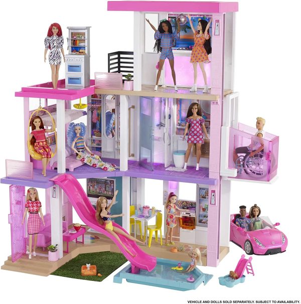 Barbie Dreamhouse (3.75-ft) 3-Story Dollhouse Playset with Pool & Slide, Party Room, Elevator, Puppy Play Area, Customizable Lights & Sounds, 75+ Pieces, Gift for 3 to 7 Year Olds - Image 7