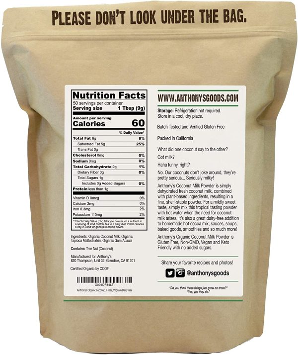 Organic Coconut Milk Powder, Gluten Free, Vegan & Dairy Free, 454 Grams - Image 5