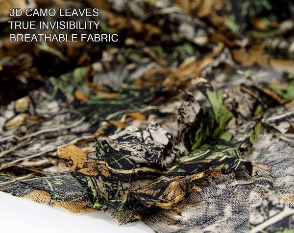 Ginsco 3D Leaf Woodland Ghillie Suit Camouflage Clothing for Hunting Bird Watching Military Training Outdoor Gaming Airsoft Wildlife Photography - Image 3