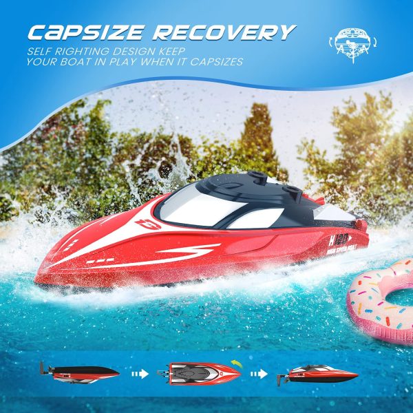 DEERC H120 RC Boat Remote Control Boats for Pools and Lakes,20+ mph 2.4 GHz Fast Racing Boats for Kids and Adults with 2 Rechargeable Battery,Low Battery Alarm,Capsize Recovery,Gifts for Boys Girls - Image 5