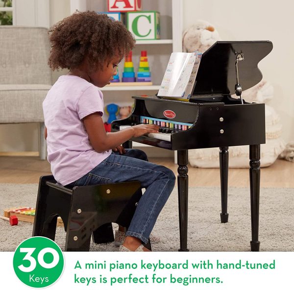 Melissa & Doug Learn-to-Play Classic Grand Piano with 30 Keys, Color-Coded Songbook, and Non-Tip Bench, H: 23.5 X W: 22.2 X D: 10 - Image 4