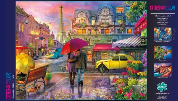 Buffalo Games - Cities in Color - Raining in Paris - 750 Piece Jigsaw Puzzle Red, Green,Yellow, 24" L X 18" W