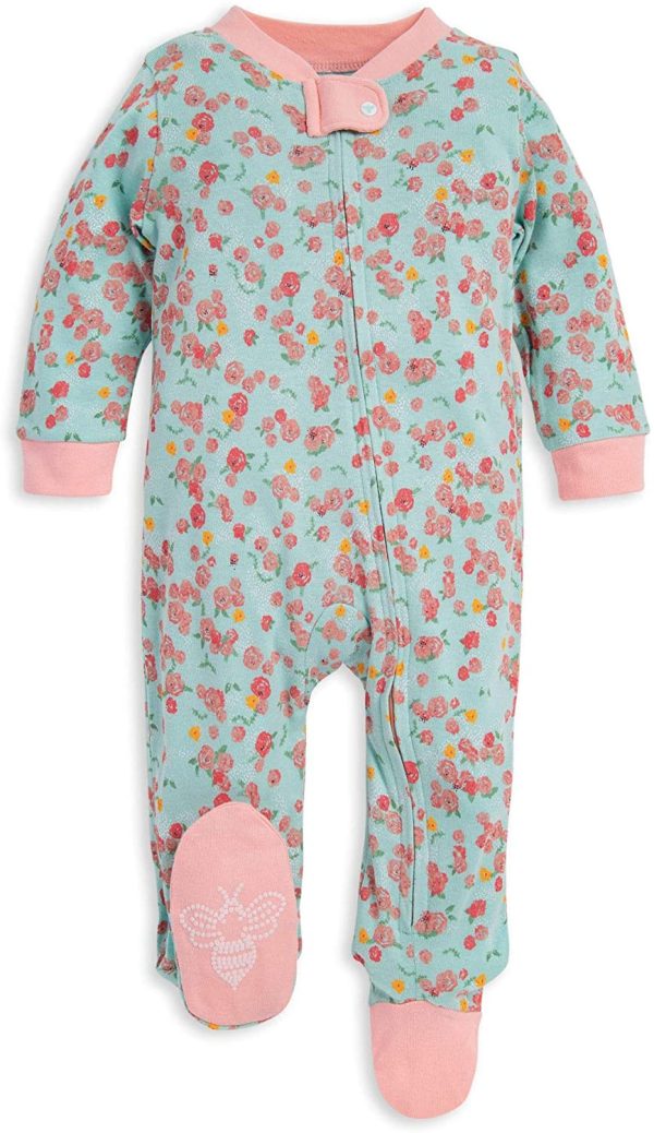 Burt's Bees Baby-Girls Sleep and Play Pjs, 100% Organic Cotton One-Piece Romper Jumpsuit Zip Front Pajamas - Image 7