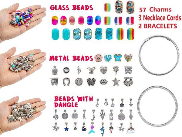 Charm Bracelet Making Kit,Jewellery Making Supplies Beads,Unicorn/Mermaid Crafts Gifts Set for Girls Teens Age 8-12 - Image 3