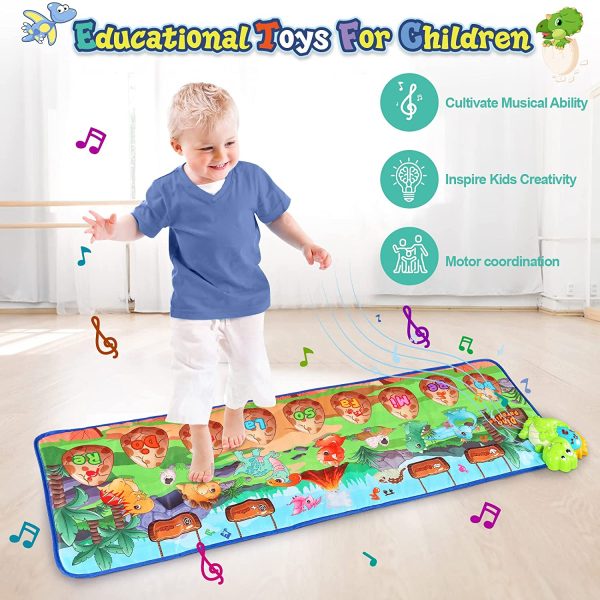 Piano Mat, Dinosaur al Mat for Toddlers, Early al Toys for Baby,Animal Piano Keyboard Dancing Mat with 9 Children's Songs, Educationl Toys Gifts for 3 4 5 6 Year Old Boys Girls Kids - Image 4