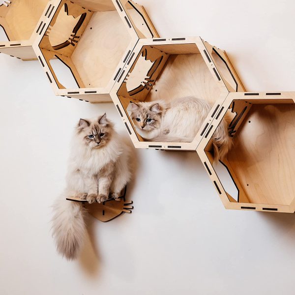 Cat steps,wall mounted cat furniture,cat wall furniture, cat ladder,wall mounted cat scratcher,pet stairs for cats,cat climbing shelves,Christmas Gift, Christmas Decor (decagon, white) - Image 4