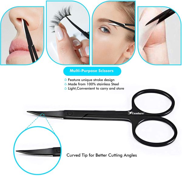 Candure Eyebrow Tweezers Set for Professionals (5Piece) ?C Stainless Steel Precision Tweezers for Ingrown Hair, Facial Hair, Splinter and Blackhead Remover - Image 2