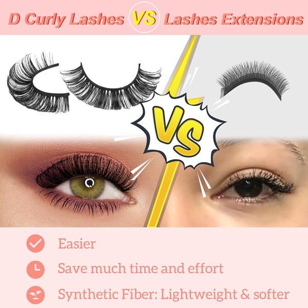 Newcally Lashes Russian Strip Eyelashes D Curl Wispy Fluffy False Eyelashes Natural Thick Volume Faux Mink Eye Lashes Pack Reusable Handmade Like Fake Lashes Extension 14 Pairs - Image 2