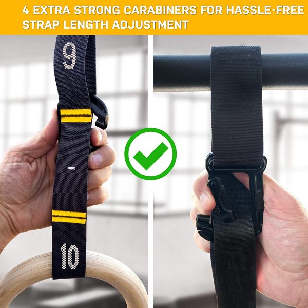 Double Circle Wood Gymnastic Rings with Quick Adjust Numbered Straps and Exercise Videos Guide, Full Body Workout, Calisthenics, Home Gym (Multi-Size) - Image 4