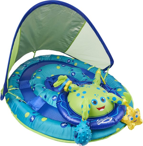 SwimWays Inflatable Baby Spring Octopus Pool Float Activity Center with Canopy