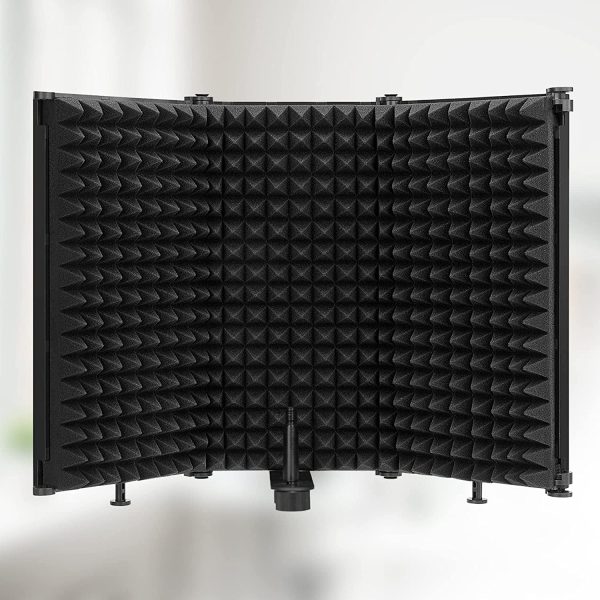 Arrowzoom 3 Fold PRO Microphone Isolation Vocal Shield Portable High Density Acoustic Foam Box Podcast Sound Booth Reduce Noise -25dB Vlog Audio Equipment Reflection Pop Filter AZ1245