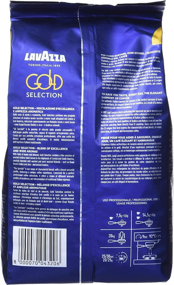 Lavazza Gold Selection Whole Bean Coffee Blend, Medium Espresso Roast, 2.2-Pound (1KG) Bag - Image 6