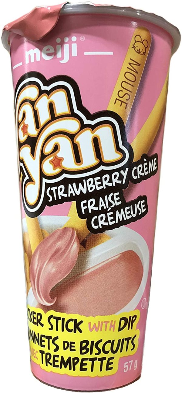 Meiji Yan Cracker Sticks with Strawberry Cream Dip Cup, 57 Gram - Image 5