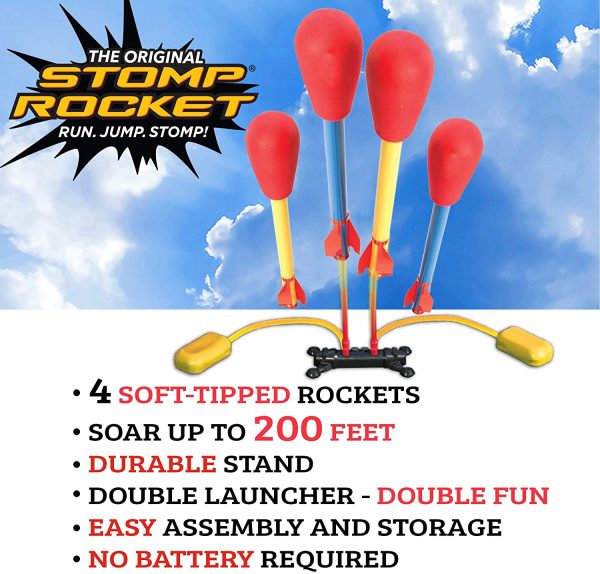 The Original Stomp Rocket Dueling Rockets Launcher, 4 Rockets and Toy Rocket Launcher - Outdoor Rocket STEM Gift for Boys and Girls Ages 6 Years and Up - Great for Outdoor Play - Image 4