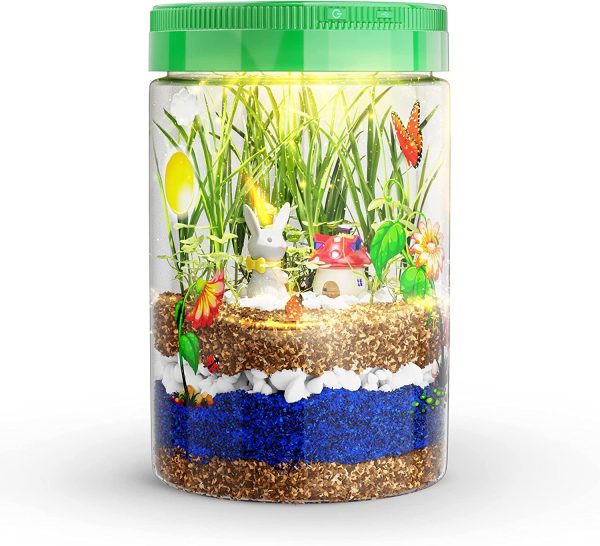 Light-up Terrarium Kit for Kids with LED Light on Lid - Science Kits for Boys & Girls - Gardening Gifts for Children - Kids Toys - Create Your Own Customized Mini Garden in a Jar That Glows at Night - Image 2