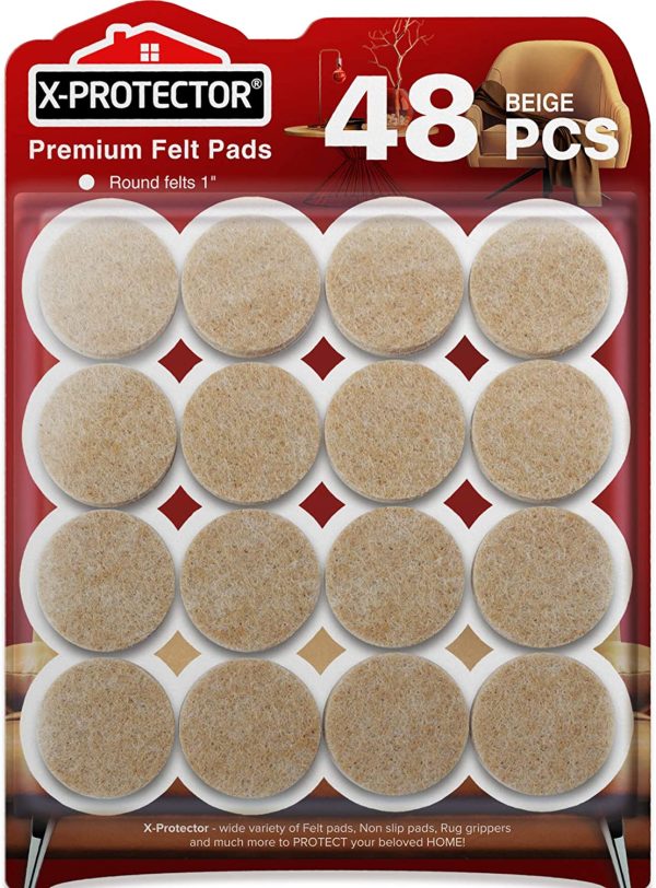 Felt Furniture Pads X-PROTECTOR - 48 Premium Felt Pads Floor Protector - Chair Felts Pads for Furniture Feet Wood Floors - Best Furniture Pads for Hardwood Floors - Protect Your Hard Floors!