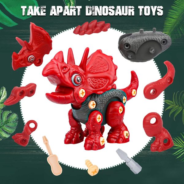 Sanlebi Toy for 4 5 6 7 Year Old Boys Take Apart Dinosaur Toys for Kids Building Toy Set with Electric Drill Construction Engineering Play Kit STEM Learning for Boys Girls Age 3 4 5 Year Old - Image 5