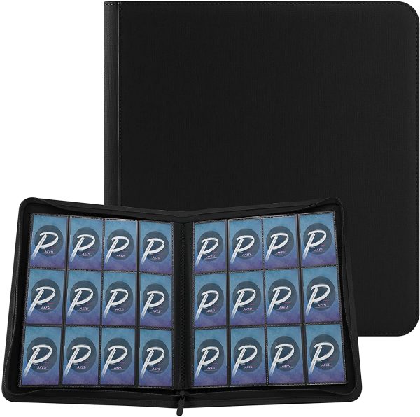 Trading Cards Album,Card Collector's Album Contains 20 Premium 12 Pages and Can Hold Up to 480 Cards, Zipper Binder Card Holder-Black - Image 7